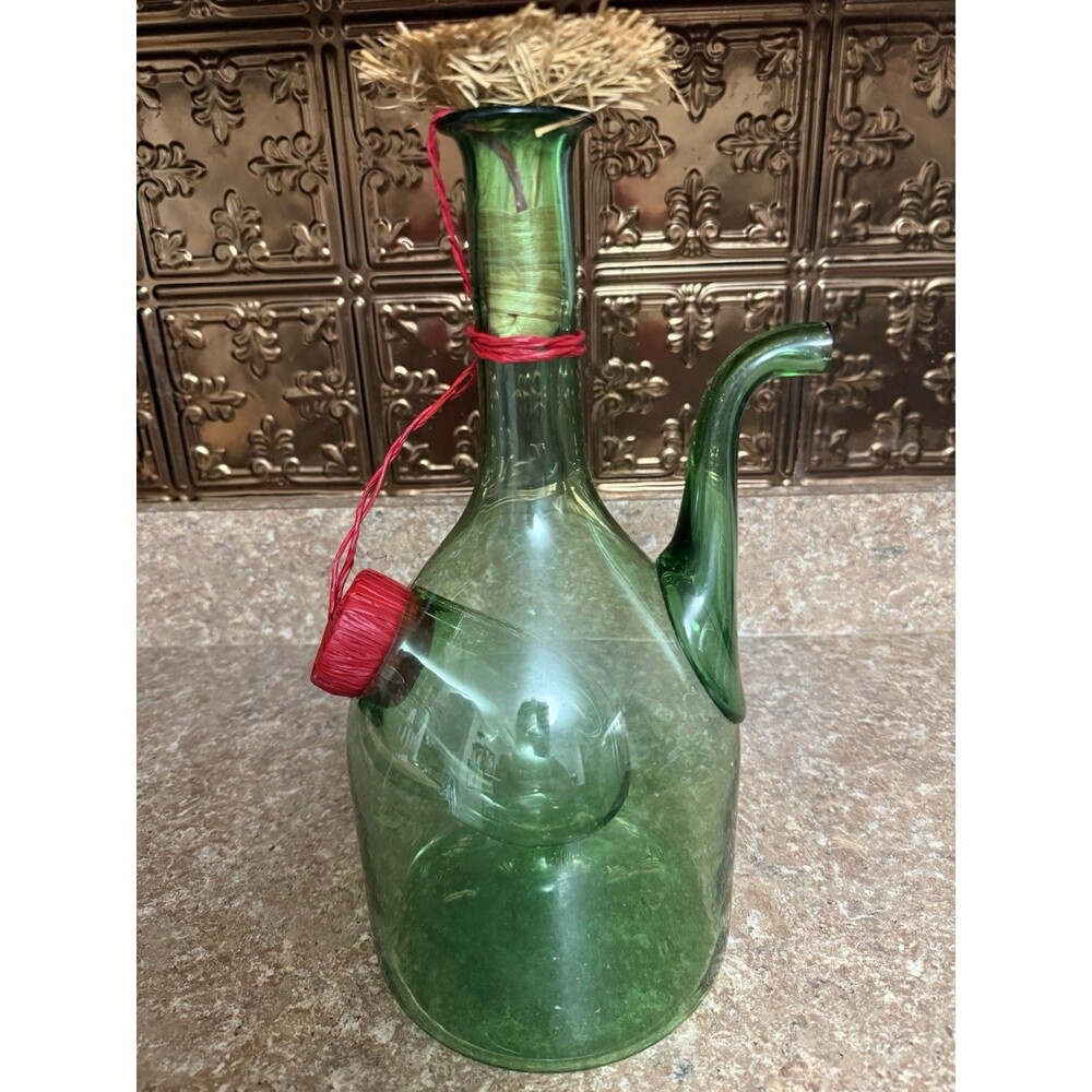 Princess House Old World Italian Wine Chiller Green Glass Decanter